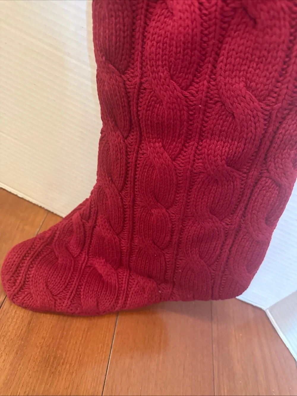 Pottery Barn cable Knit Extra Long 26” Christmas Stocking NWT